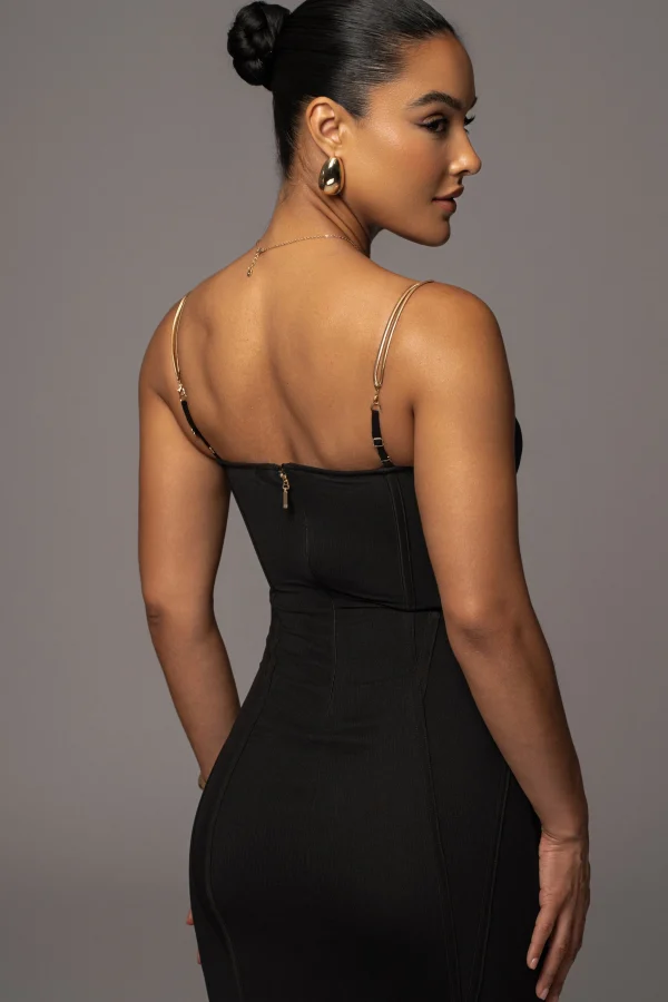 JLUXLABEL Black Escape Mesh Midi Dress