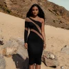 JLUXLABEL Black Eyes For You Midi Dress