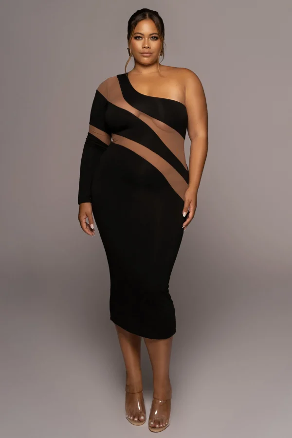 JLUXLABEL Black Eyes For You Midi Dress