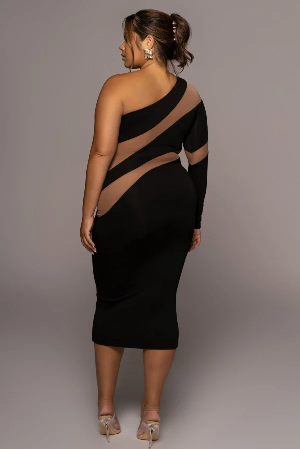 JLUXLABEL Black Eyes For You Midi Dress