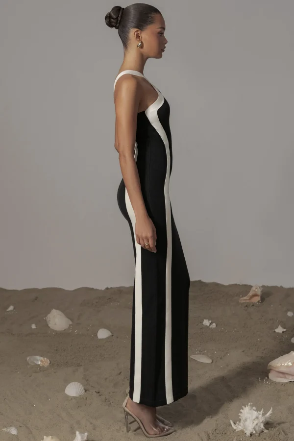 JLUXLABEL Black Fabiola Contrast Maxi Dress