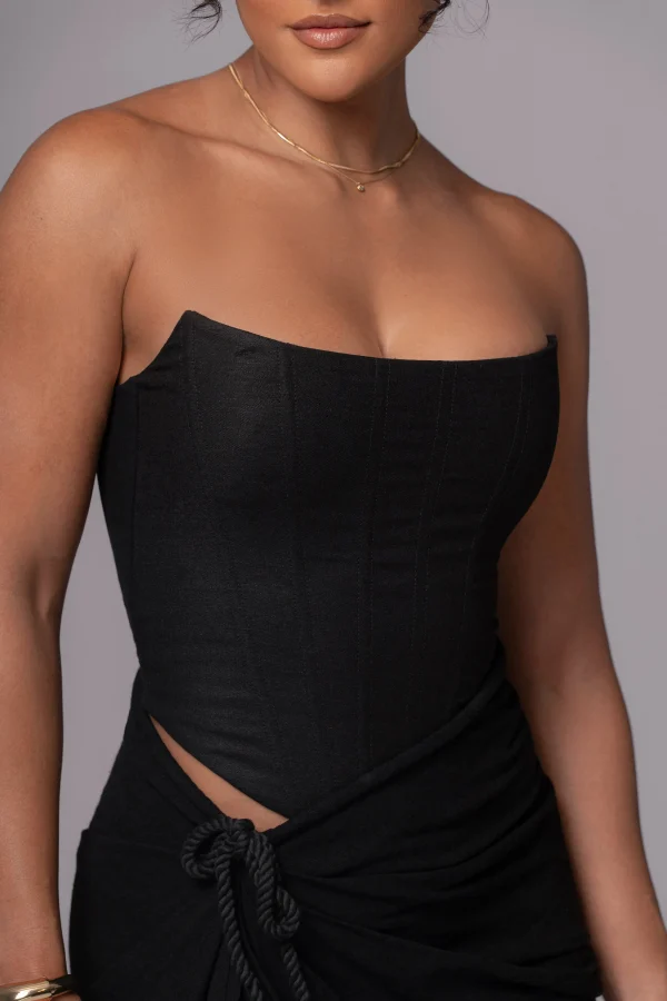 JLUXLABEL Black Fenix Reversible Linen Corset