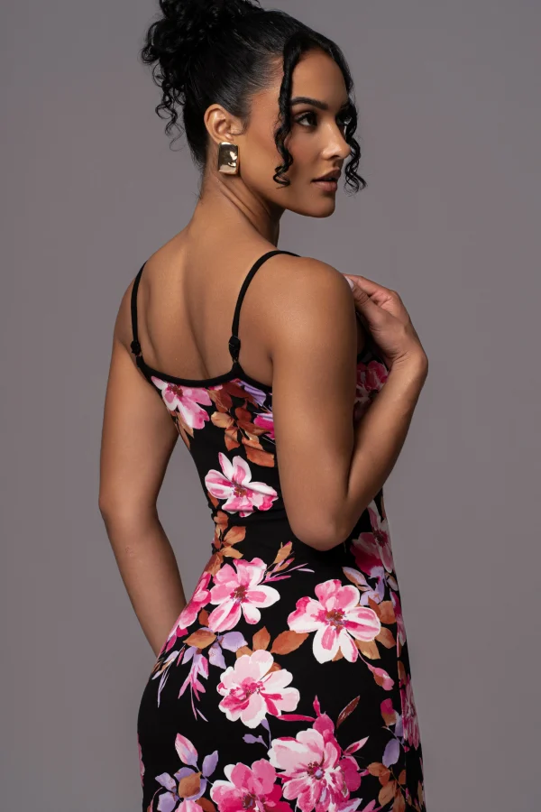 JLUXLABEL Black Floral Smooth Simplicity Maxi Dress