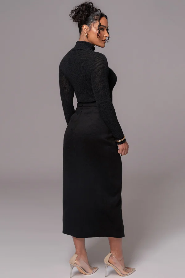 JLUXLABEL Black Gisele Slit Skirt