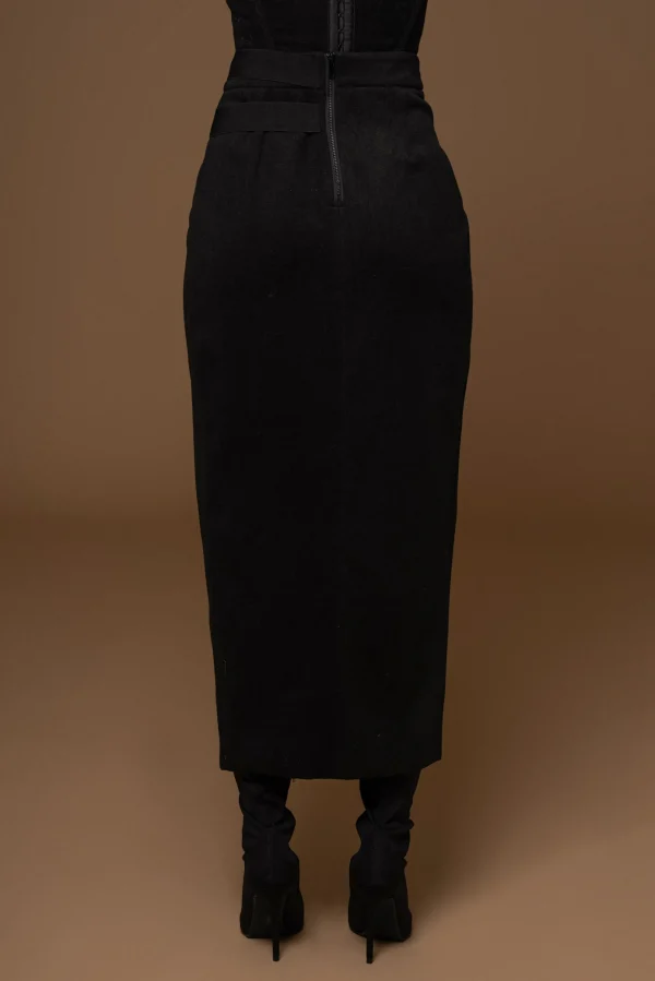 JLUXLABEL Black Gisele Slit Skirt