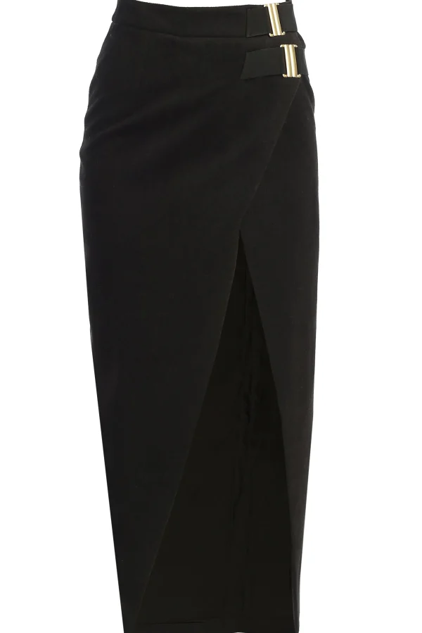 JLUXLABEL Black Gisele Slit Skirt