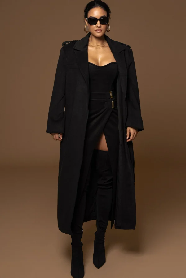 JLUXLABEL Black Gisele Slit Skirt