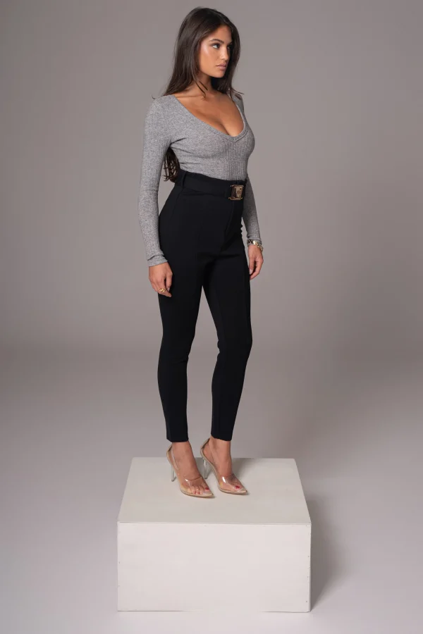 JLUXLABEL Black Golden Buckled Pants