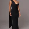 JLUXLABEL Black Grand Entrance Drape Dress