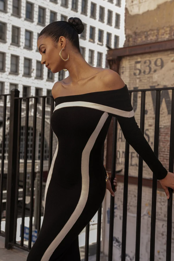 JLUXLABEL Black Janet Off Shoulder Maxi Dress