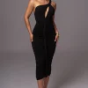 JLUXLABEL Black Jess Ruched Midi Dress