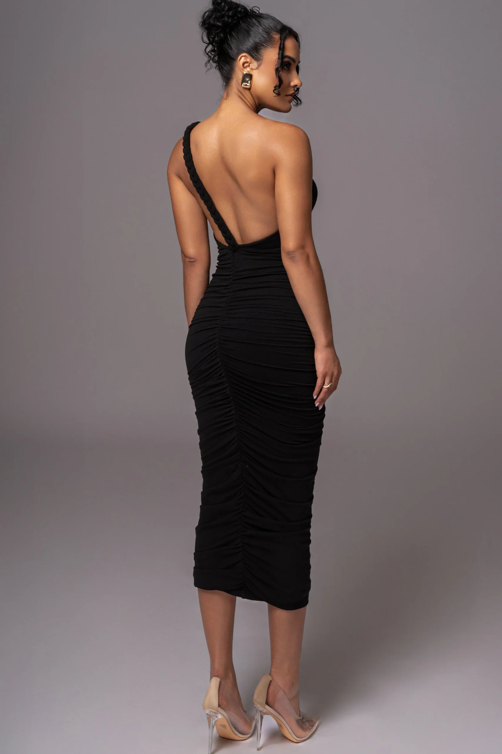 black_jess_ruched_midi_dr_1.webp JLUXLABEL Black Jess Ruched Midi Dress