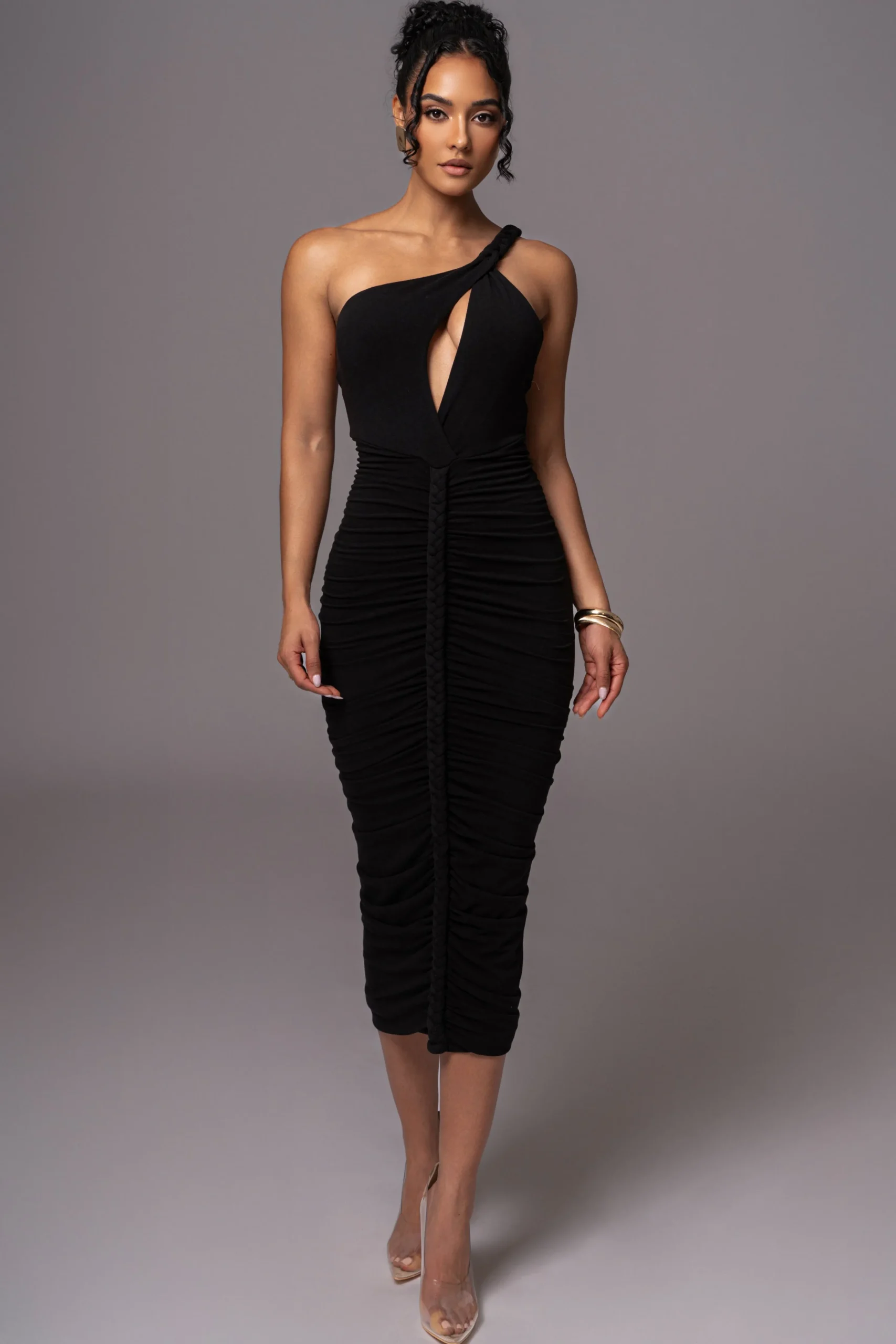 black_jess_ruched_midi_dr_2.webp JLUXLABEL Black Jess Ruched Midi Dress
