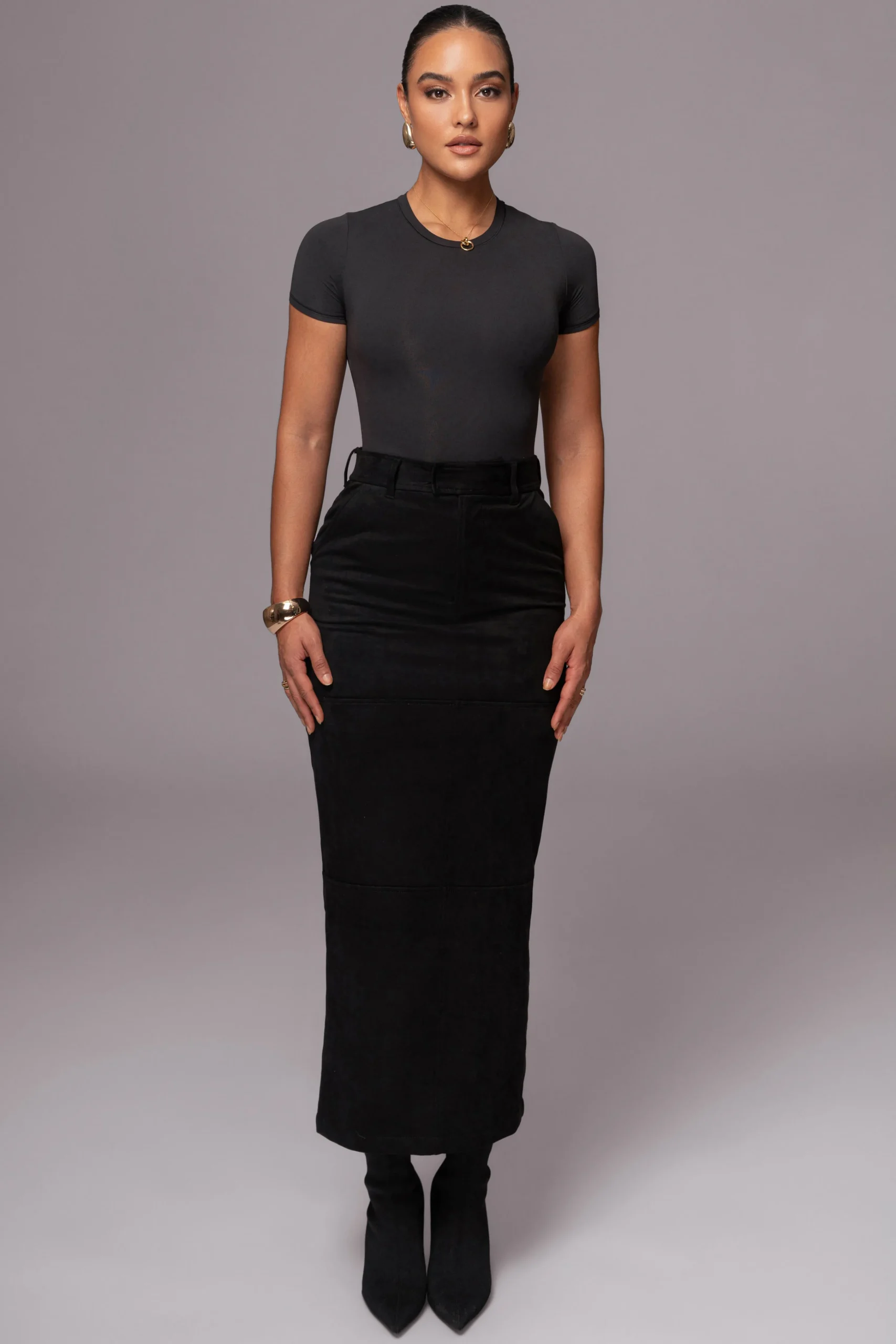 black_joy_suede_maxi_skir_2.webp JLUXLABEL Black Joy Suede Maxi Skirt