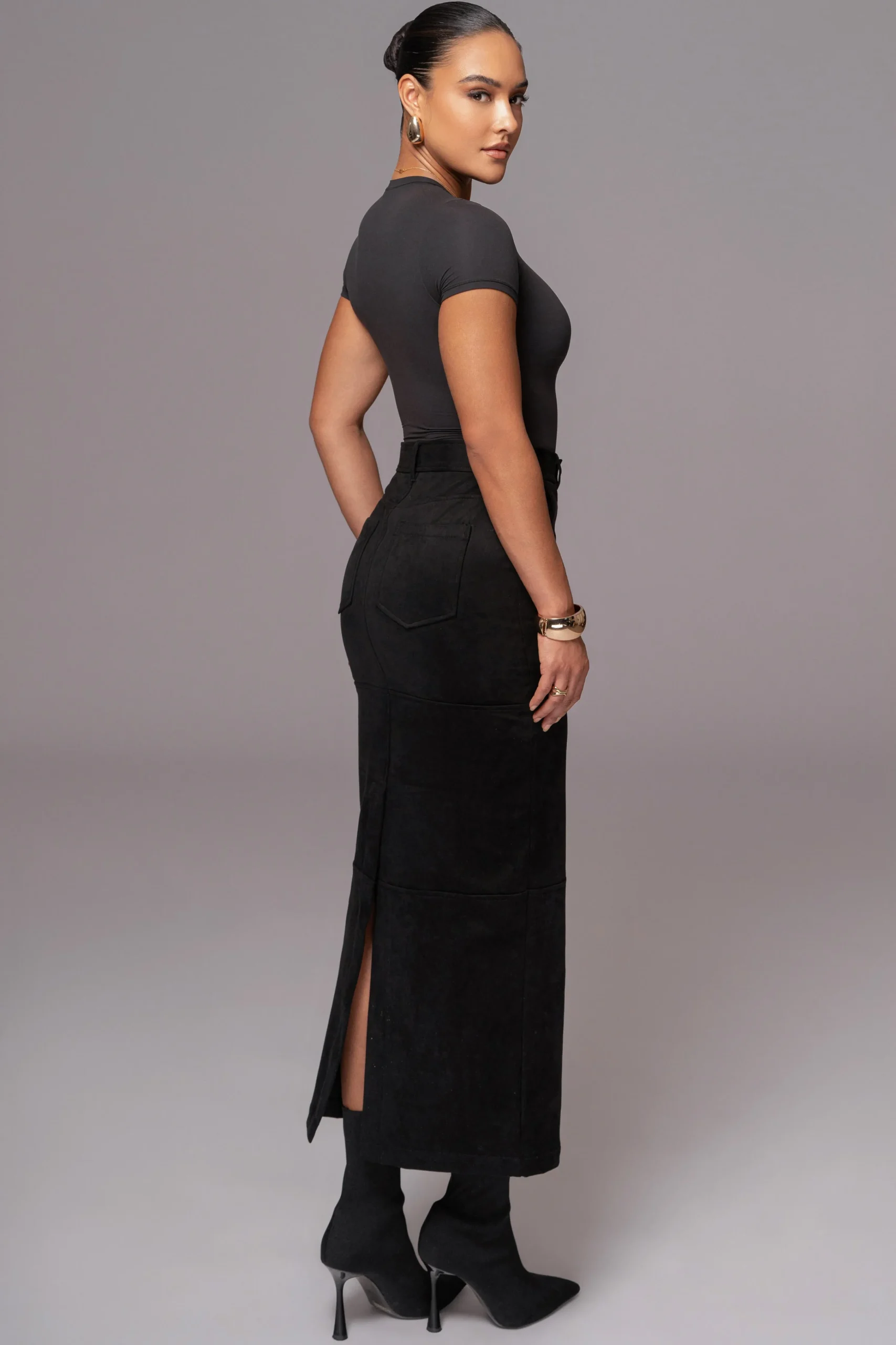 black_joy_suede_maxi_skir_4.webp JLUXLABEL Black Joy Suede Maxi Skirt