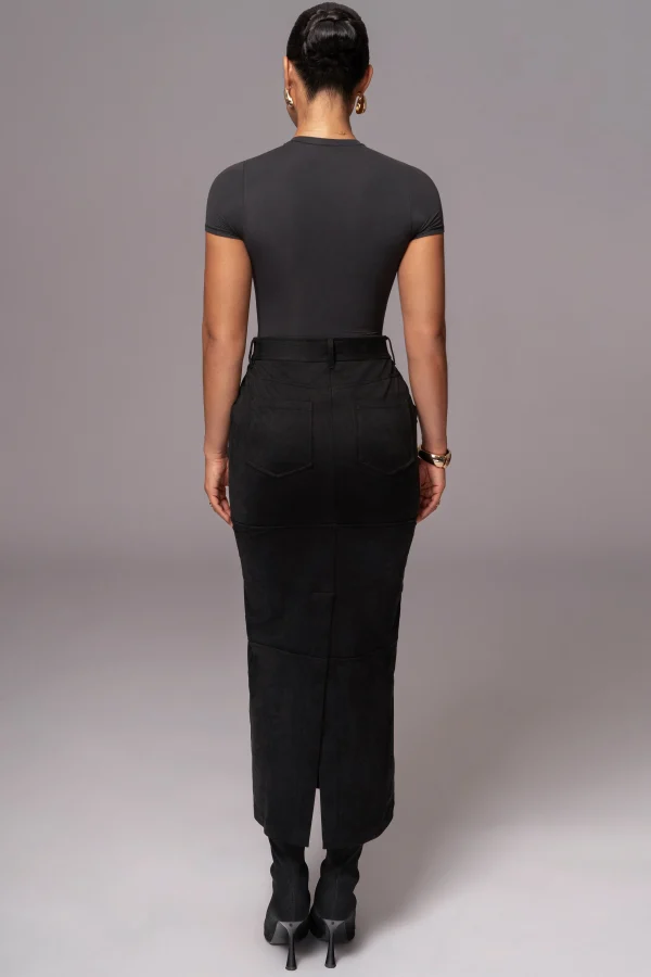 JLUXLABEL Black Joy Suede Maxi Skirt