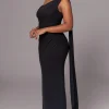JLUXLABEL Black Kianna Drape Maxi Dress