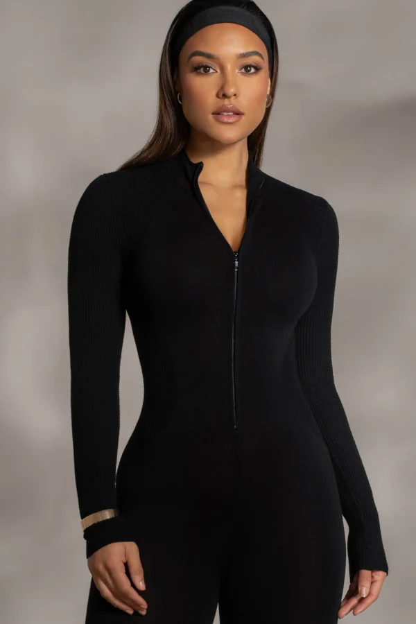 JLUXLABEL Black Kris Front Zipper Jumpsuit
