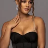 JLUXLABEL Black Leo Matte Satin Bustier