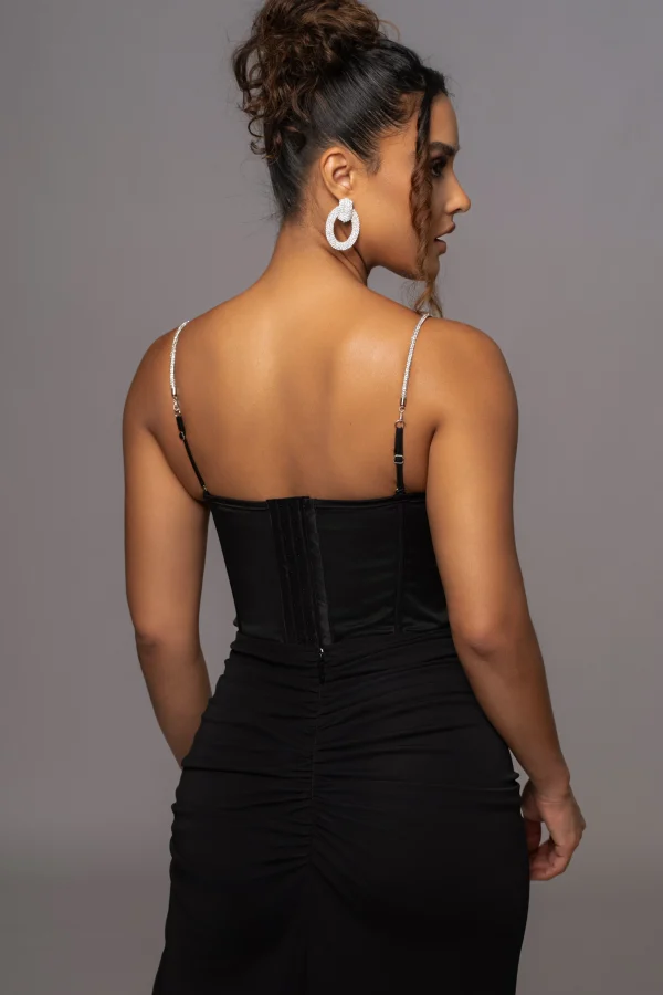 JLUXLABEL Black Leo Matte Satin Bustier