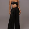 JLUXLABEL Black Lets Get Away Satin Pant Set