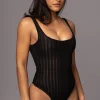JLUXLABEL Black Luz Rib Knit Bodysuit