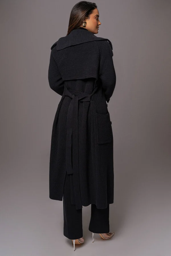 JLUXLABEL Black Maxinne Knit Coat