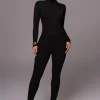 JLUXLABEL Black Minna Mock Neck Jumpsuit