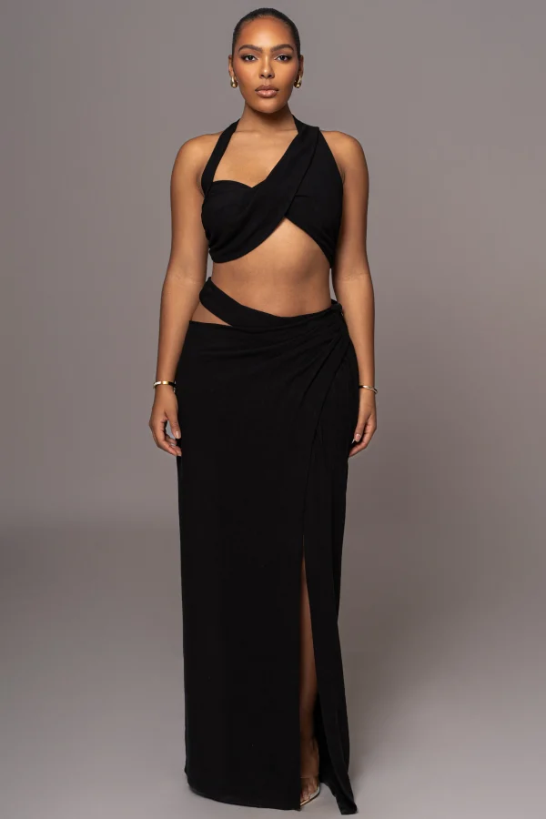 JLUXLABEL Black New Age Two Piece Skirt Set