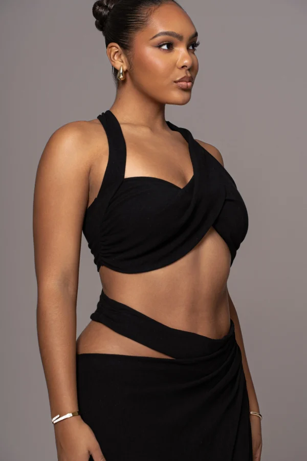JLUXLABEL Black New Age Two Piece Skirt Set