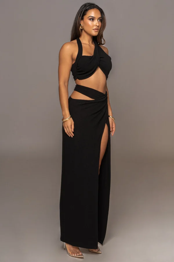 JLUXLABEL Black New Age Two Piece Skirt Set