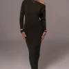 JLUXLABEL Black Night Shimmers Asymmetrical Maxi Dress