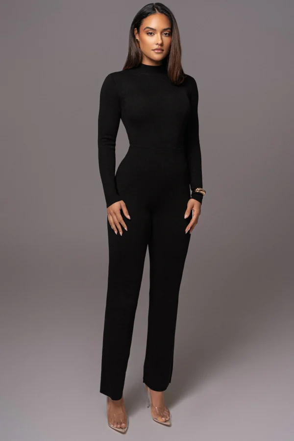 JLUXLABEL Black Noel Sweater Knit Jumpsuit