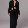 JLUXLABEL Black Noelia Linen Slit Skirt