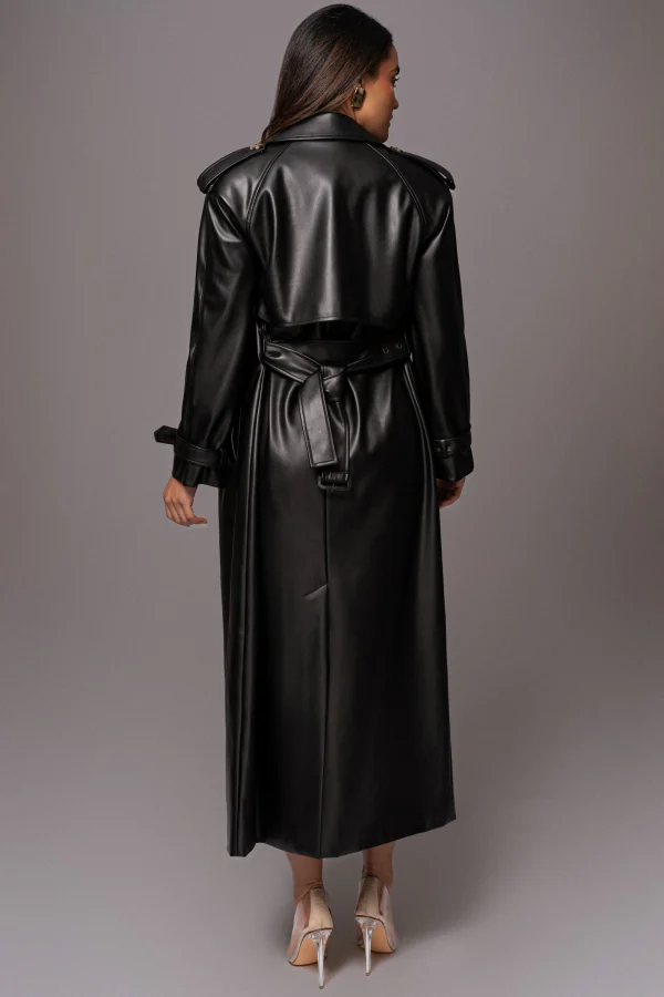 JLUXLABEL Black Odin Faux Leather Coat