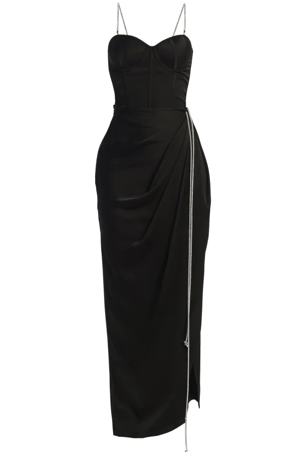 JLUXLABEL Black Olea Satin Skirt