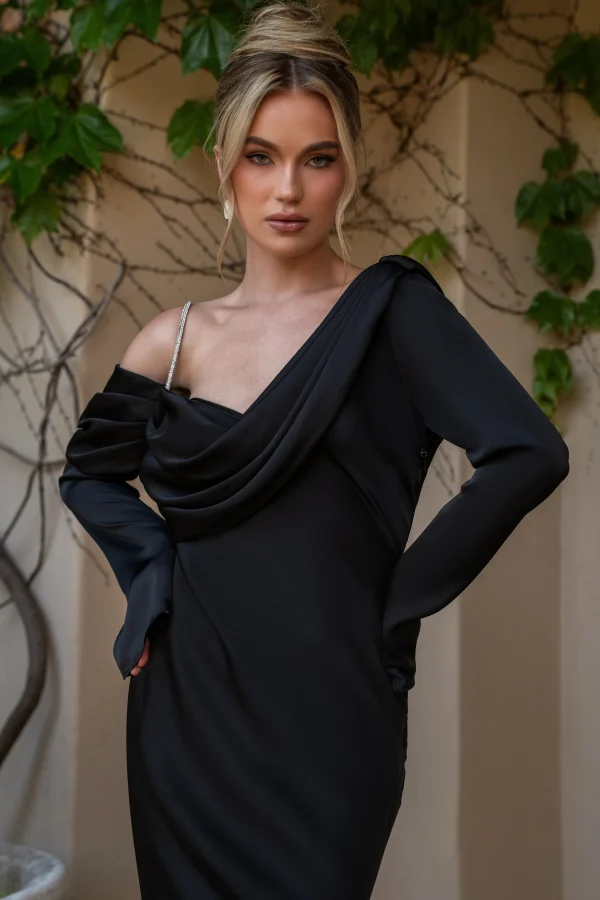 JLUXLABEL Black One And Only Satin Dress