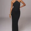 JLUXLABEL Black Overseas Halter Maxi Dress