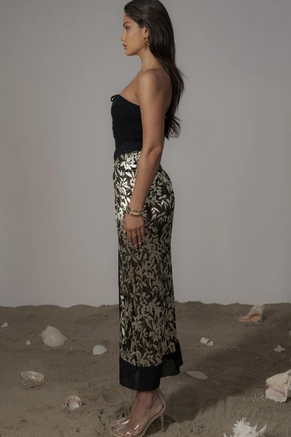 JLUXLABEL Black Positano Printed Sarong Skirt