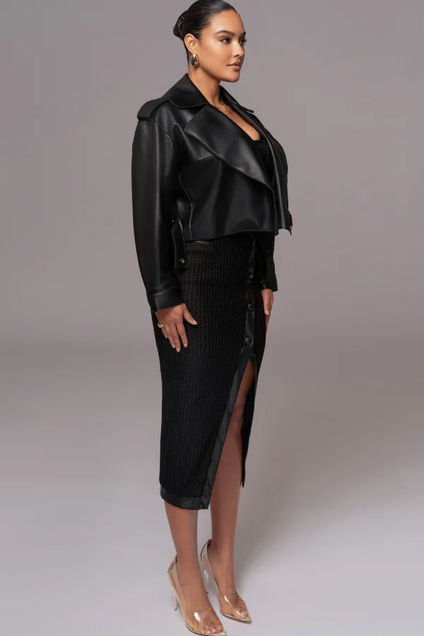 JLUXLABEL Black Raja Faux Leather Jacket