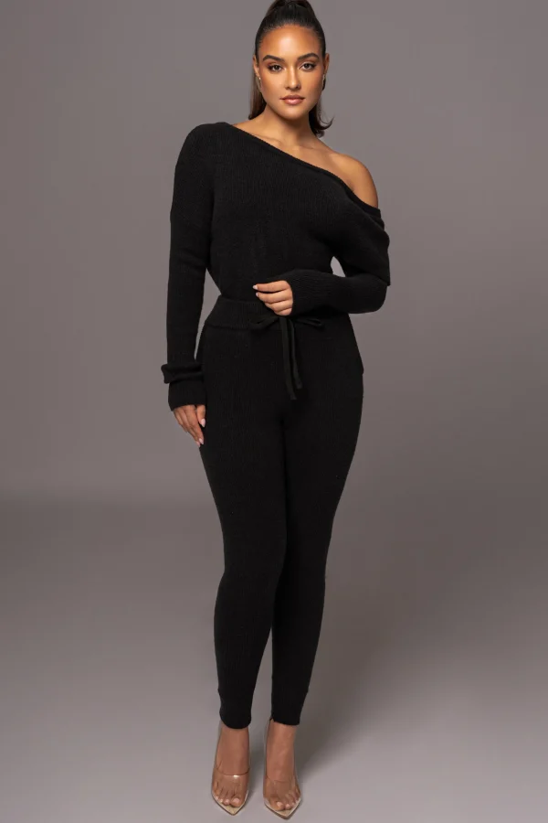 JLUXLABEL Black Sedona Knit Pant Set