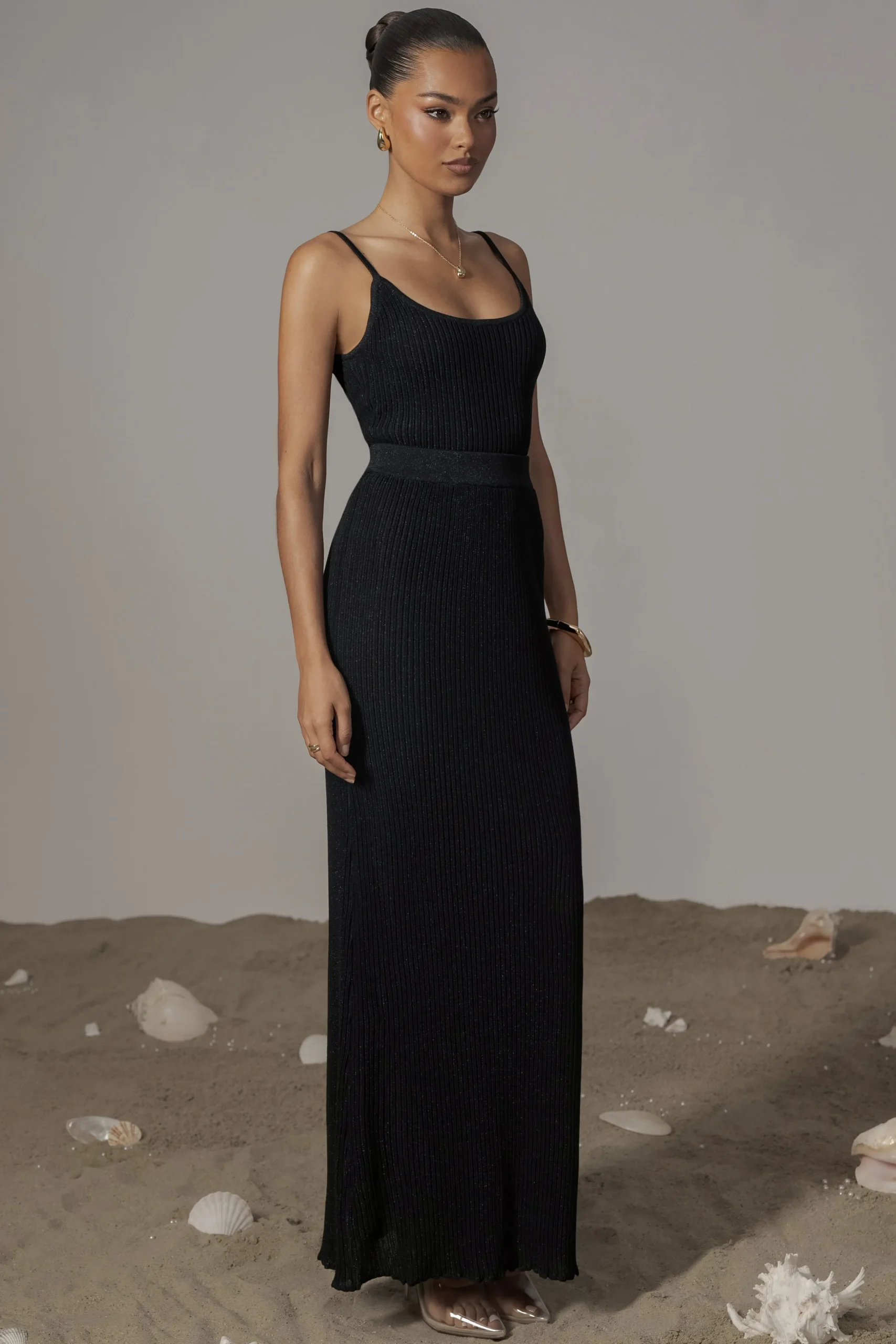 black_serena_ribbed_skirt_3.webp JLUXLABEL Black Serena Ribbed Skirt Set