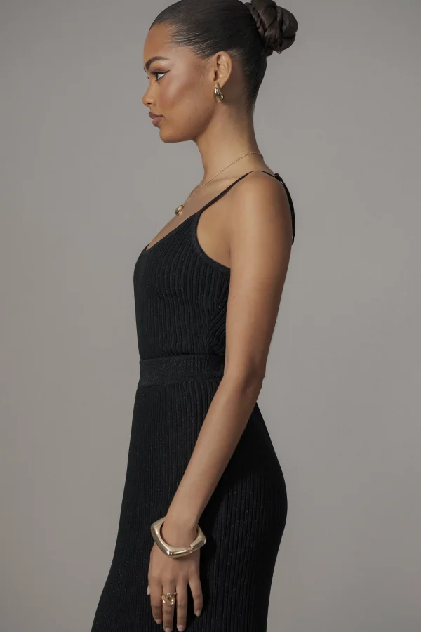 JLUXLABEL Black Serena Ribbed Skirt Set