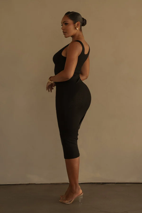 JLUXLABEL Black Shift Of Feelings Midi Dress