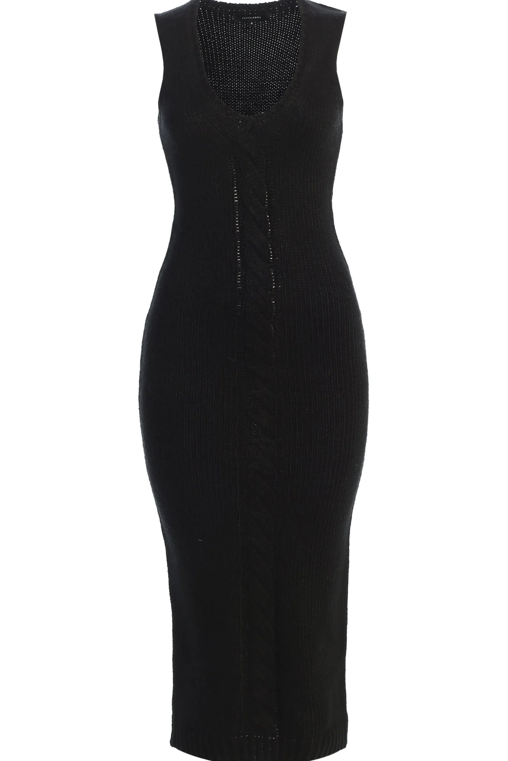 black_sleeveless_cable_kn_1.webp JLUXLABEL Black Sleeveless Cable Knit Dress