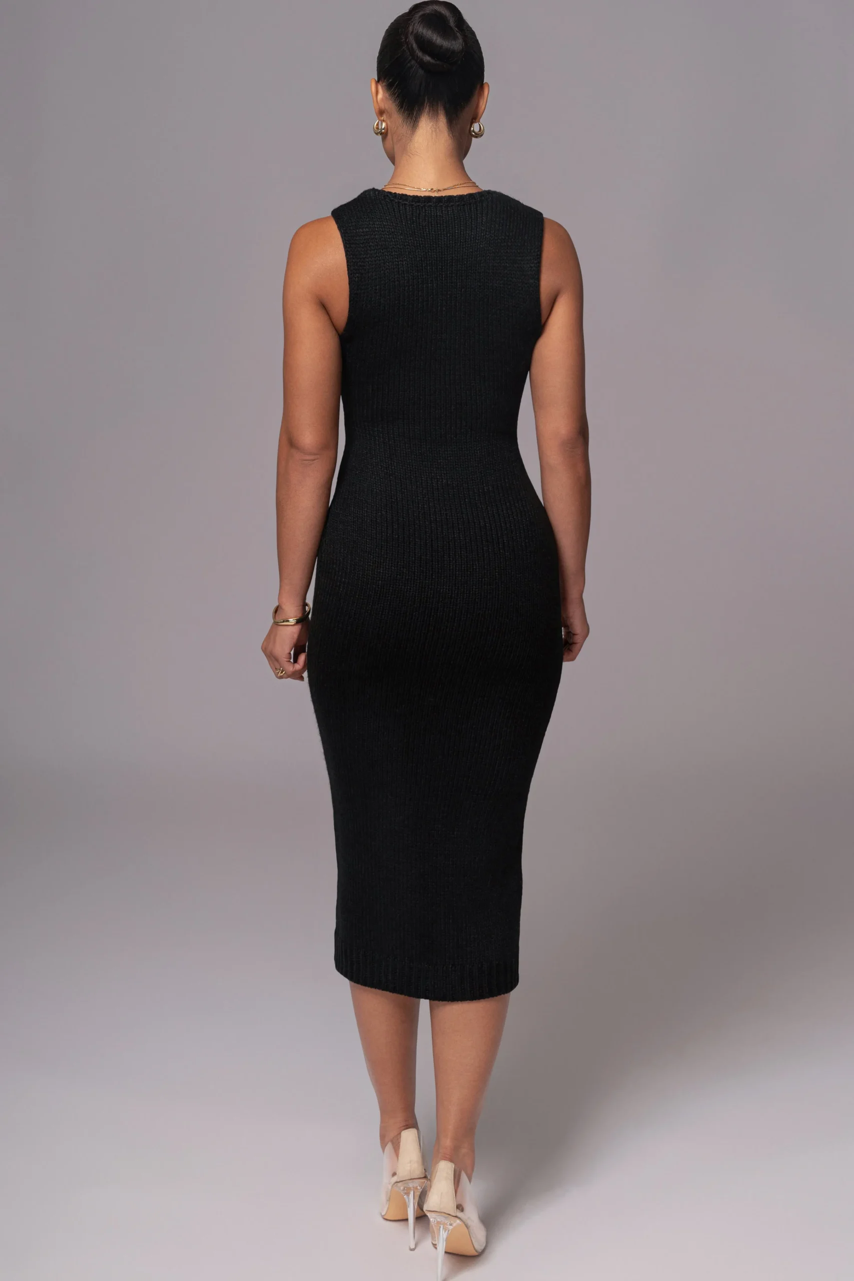 black_sleeveless_cable_kn_5.webp JLUXLABEL Black Sleeveless Cable Knit Dress