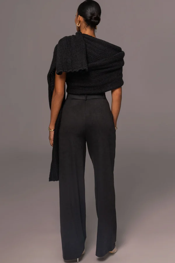 JLUXLABEL Black Soft Life Cable Knit Sweater Top