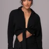 JLUXLABEL Black Soho Front Tied Woven Top