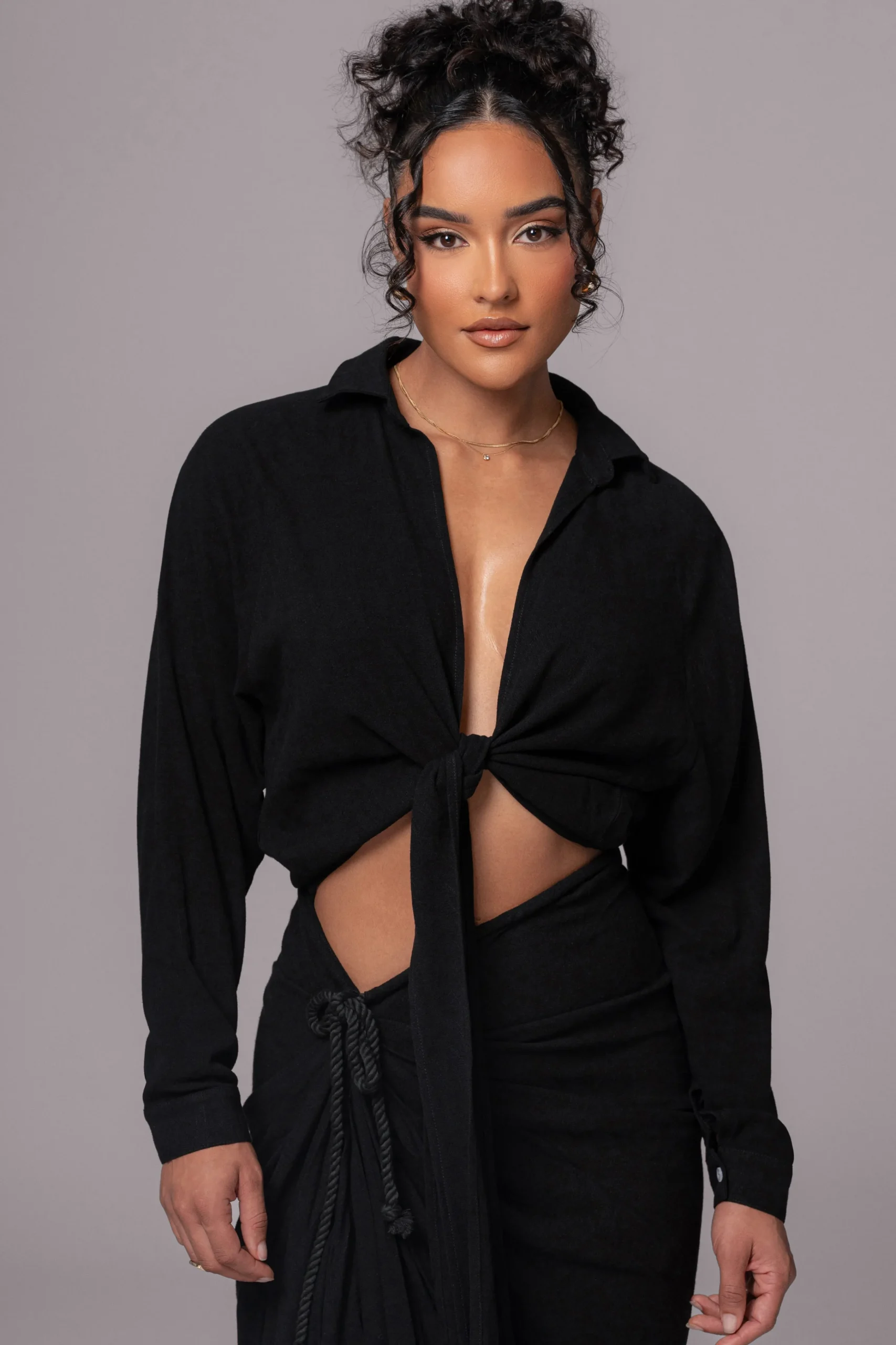 black_soho_front_tied_wov_0.webp JLUXLABEL Black Soho Front Tied Woven Top