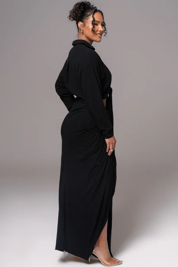 JLUXLABEL Black Soho Front Tied Woven Top